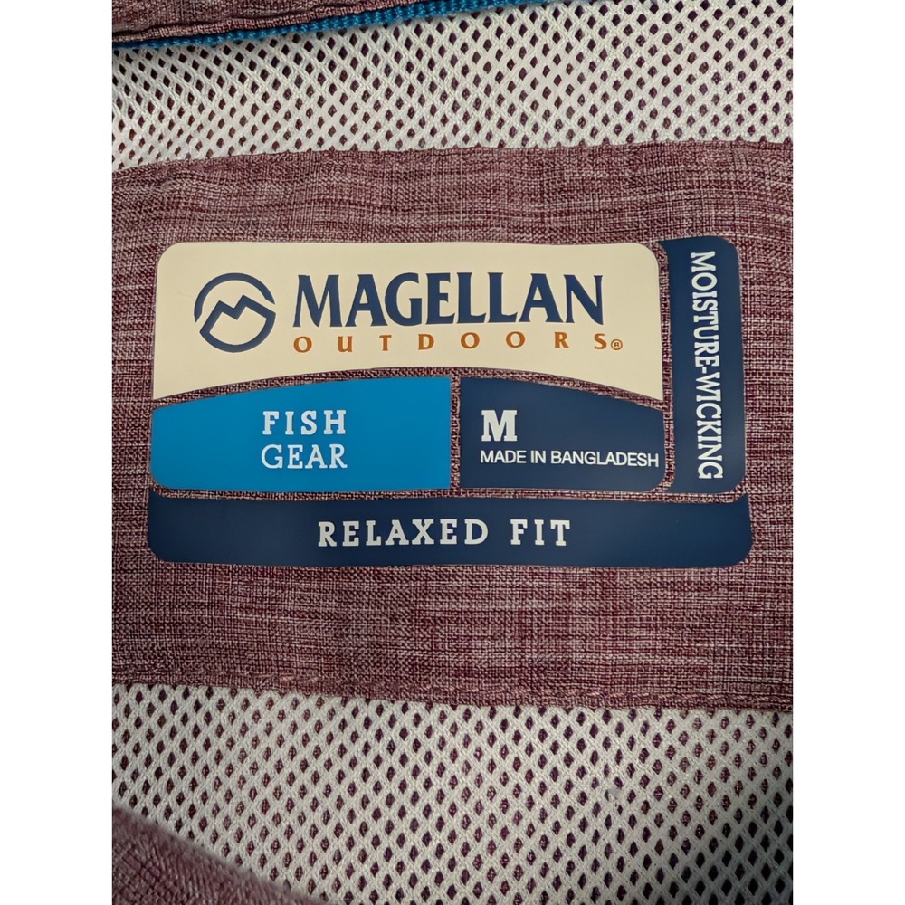 Magellan Outdoors Men's Medium Fish Gear Shirt Relaxed Fit "Aransas Pass" Plum - Picture 3 of 12